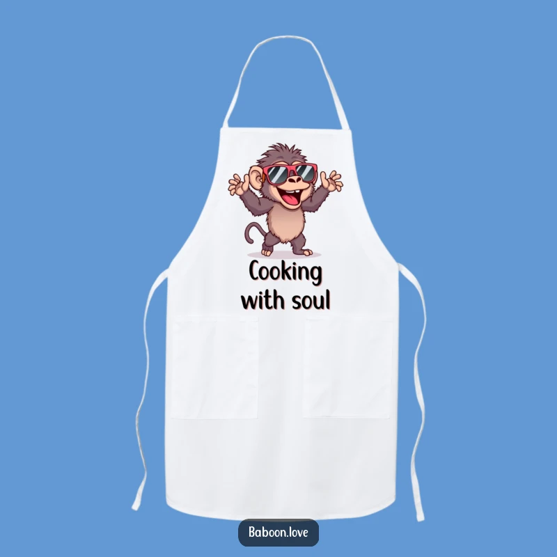 Funny Chef Baboon Dancing Apron with Sunglasses, Primate Kitchen Wear for Giggle-Inducing Cooking