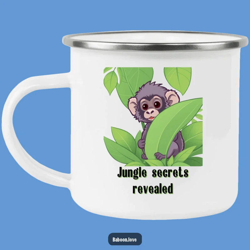 Funny Baboon Jungle Peek Camping Mug: Durable & Hilarious Primate Drinkware