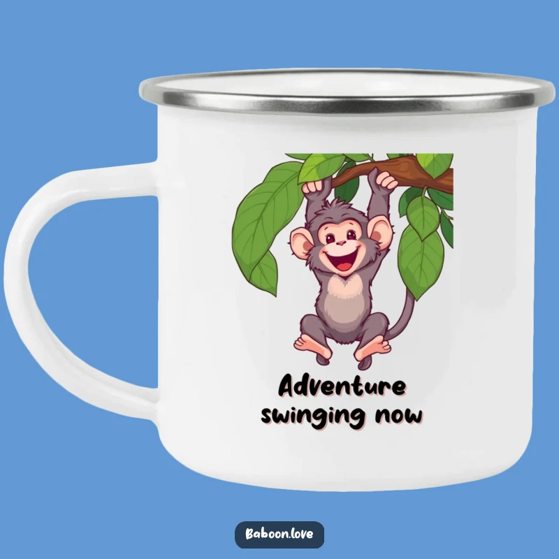 Funny Baboon Swing Camping Mug: Durable & Hilarious Primate Drinkware