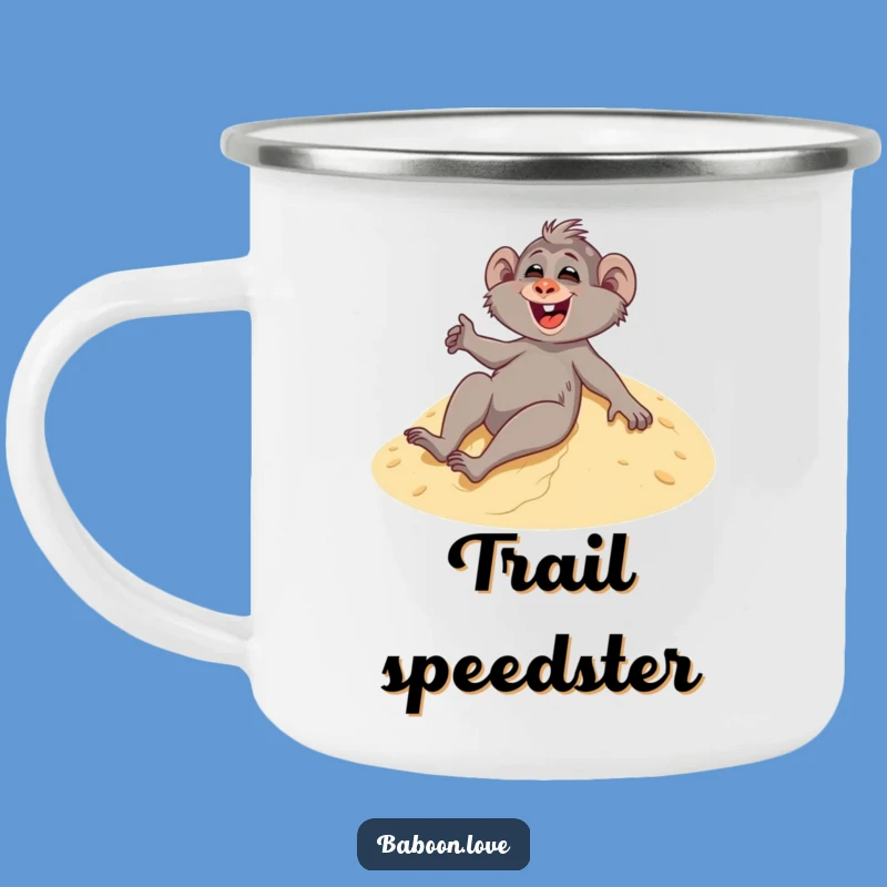 Funny Baboon Dune Sliding Camping Mug - Desert Adventure Fuel!