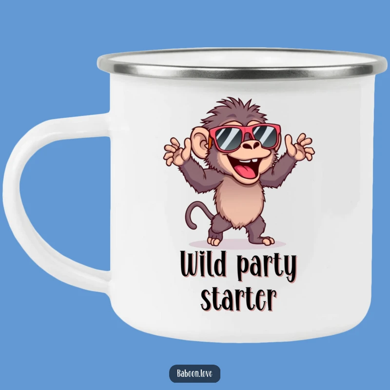 Funny Baboon Dancing Camping Mug, Durable Primate Enamel Cup for Outdoor Fun
