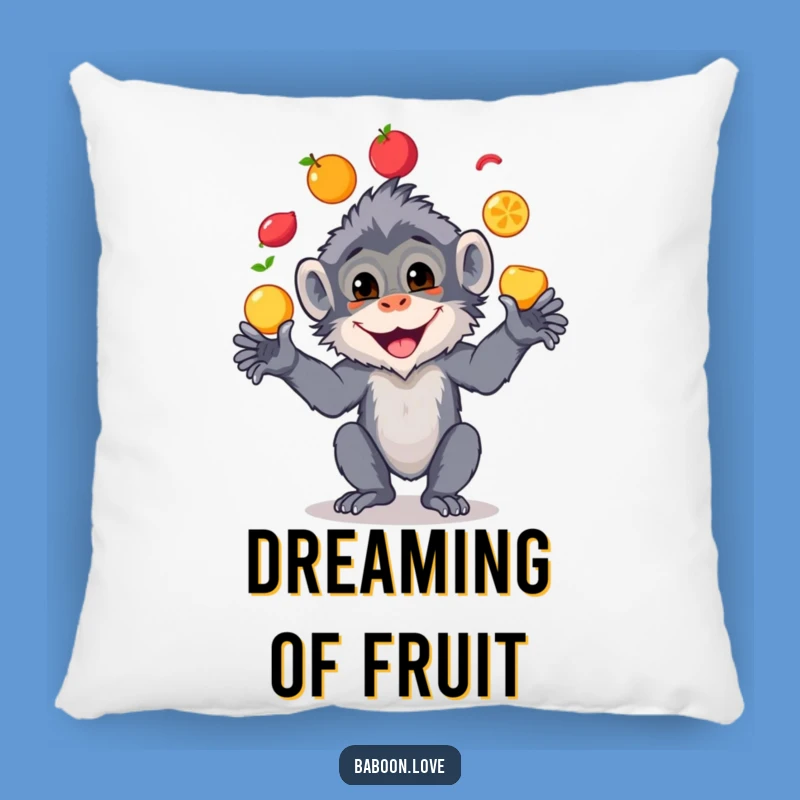 Funny Baboon Fruit Juggling Pillow - Cozy Comfort & Laughter!