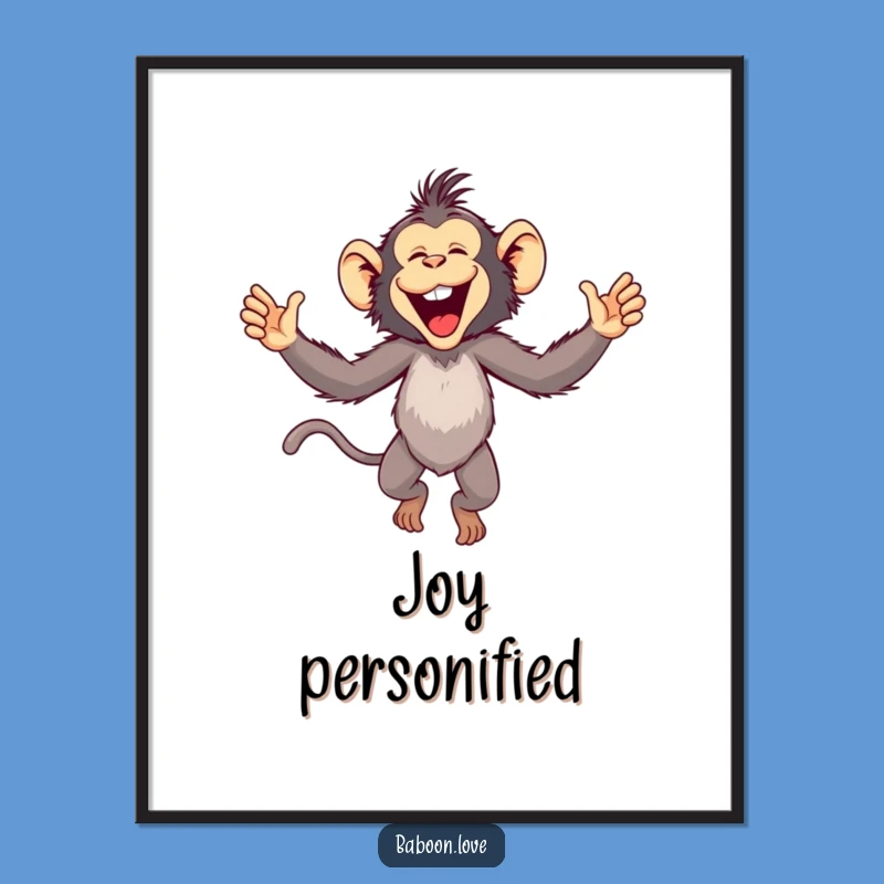 Funny Baboon Leap Digital Art: Joyful Primate Print for Instant Hilarious Decor