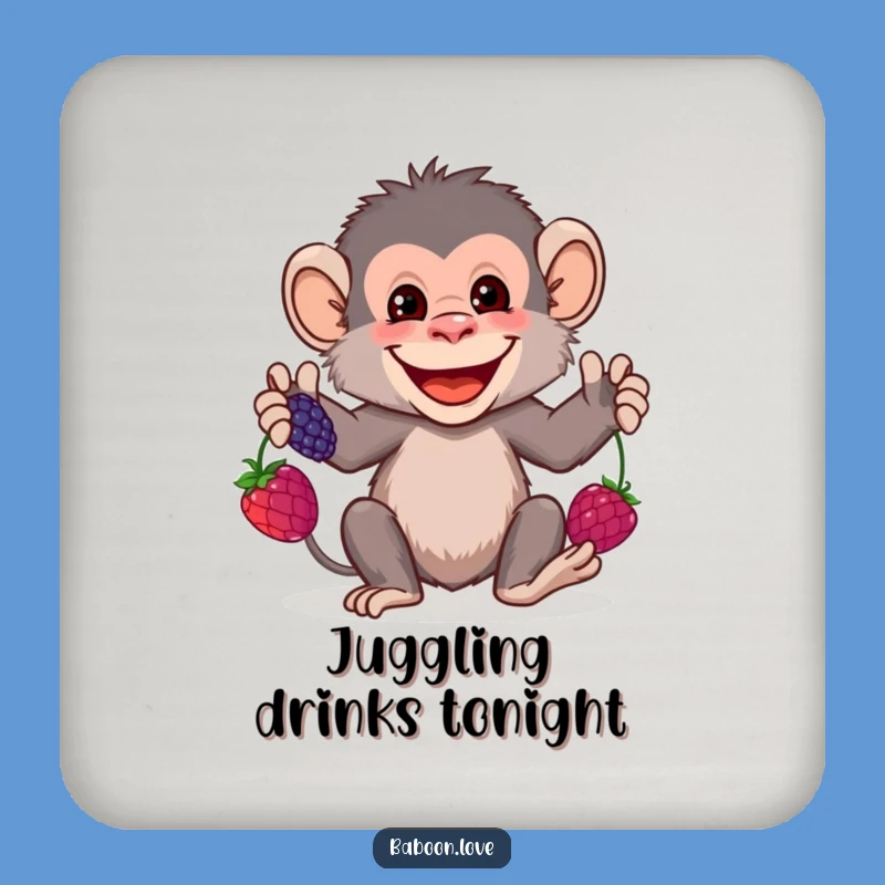 Funny Baboon Berry Juggling Coaster: Protect Surfaces with Primate Humor