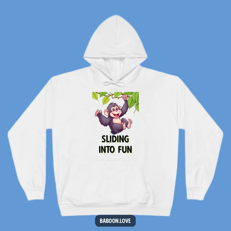 Cozy Funny Baboon Sliding Hoodie, Warm Primate Vine Wear for Adventurous Souls