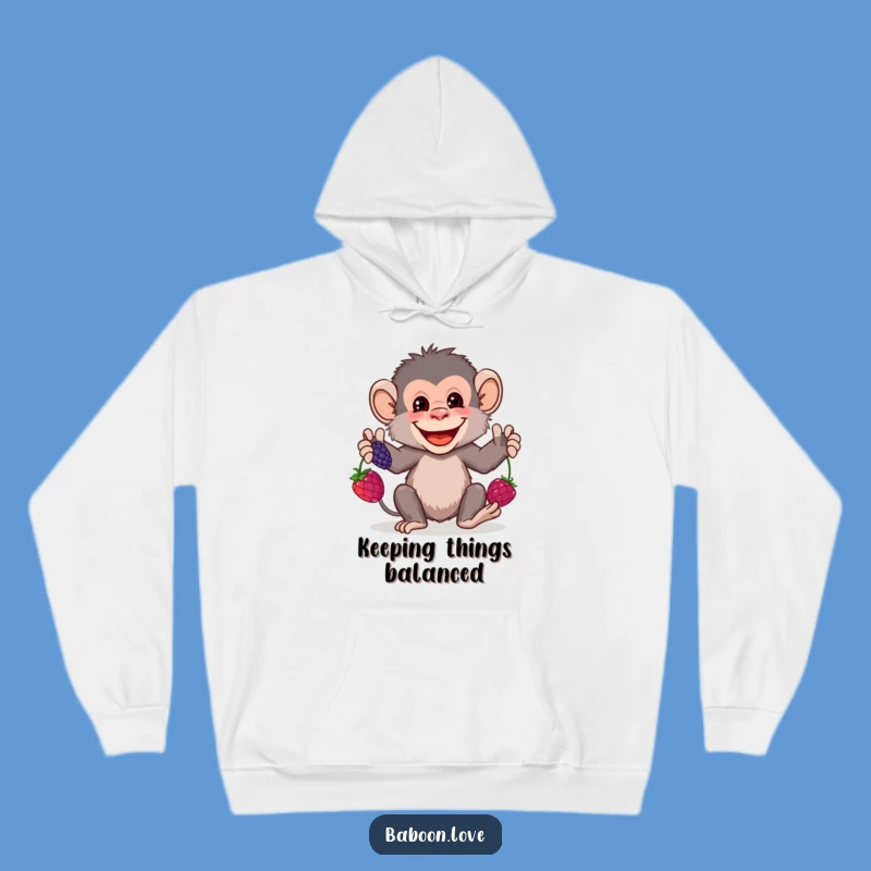 Funny Baboon Juggling Hoodie: Cozy & Hilarious Primate Berry Wear