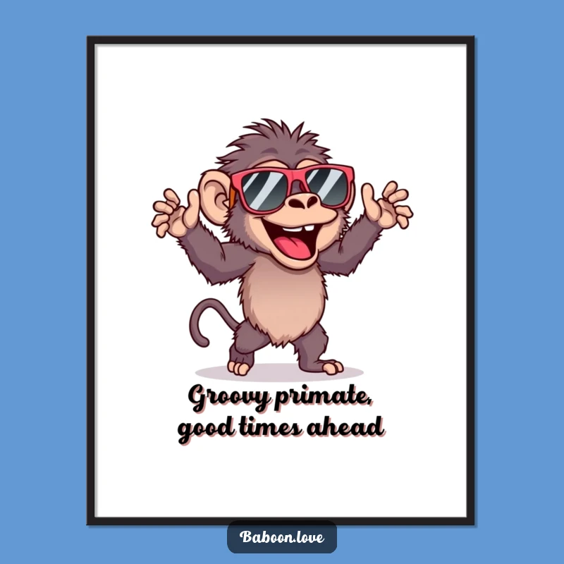 Free Printable Wall Art: Dancing Baboon Sunglasses Hilarious Art Download