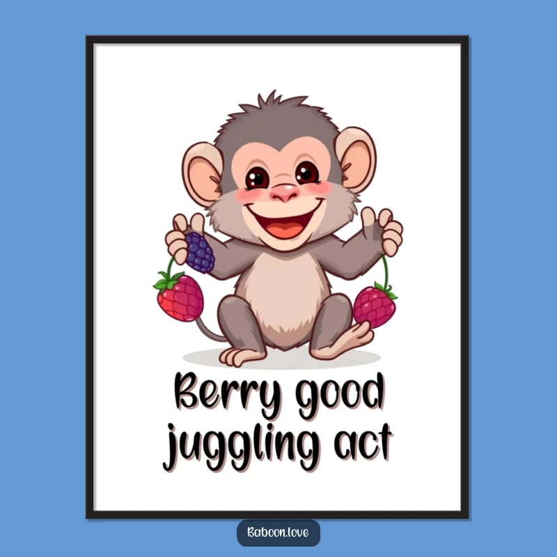 Free Printable Wall Art: Juggling Baboon Skill - Humorous Jungle Decor