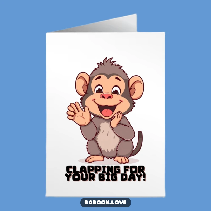 Free Printable Birthday Card: Clapping Baboon Joy - Funny Downloadable Gift