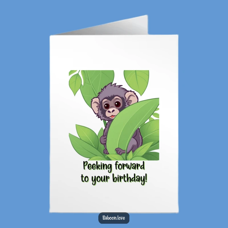 Free Printable Birthday Card: Curious Baboon Peek - Funny Downloadable Gift