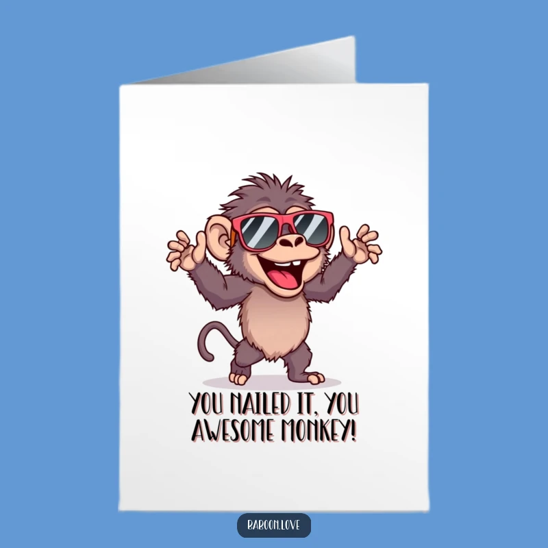 Free Printable Congrats Card: Groovy Baboon Dancing Hilarious Downloadable Gift