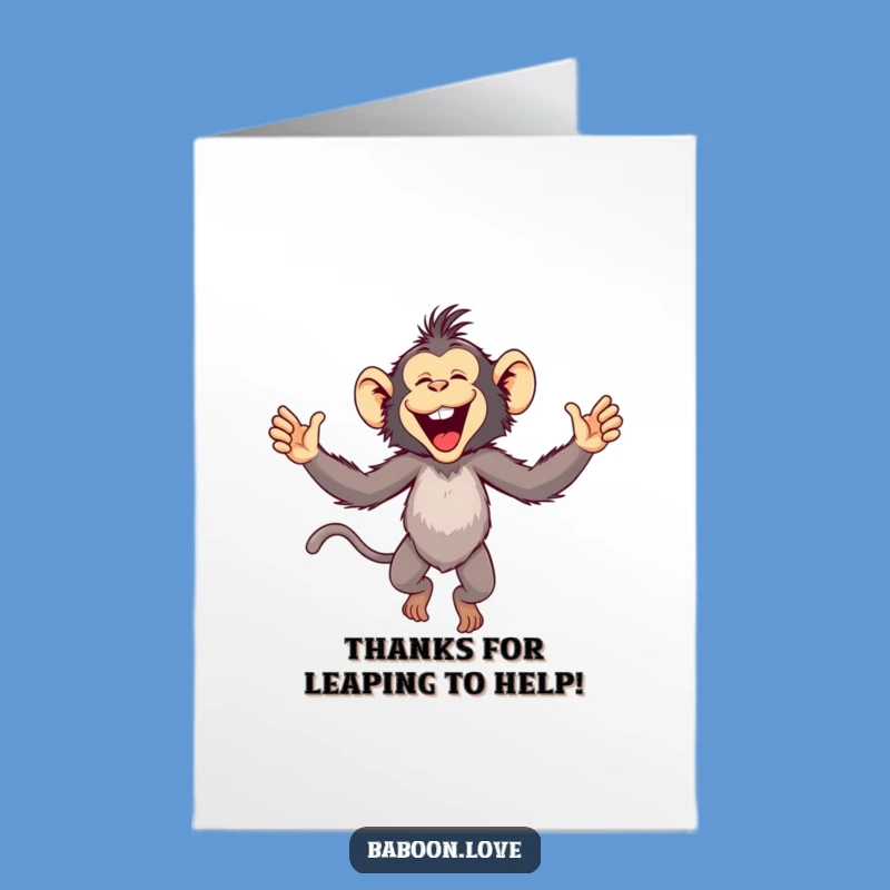 Free Printable Thank You Card: Grateful Baboon Leap - Funny Downloadable Gift