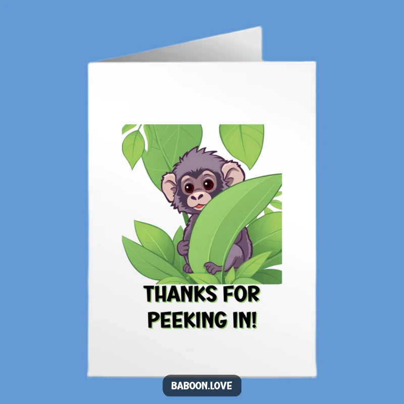 Free Printable Thank You Card: Inquiring Baboon Peek - Funny Downloadable Gift