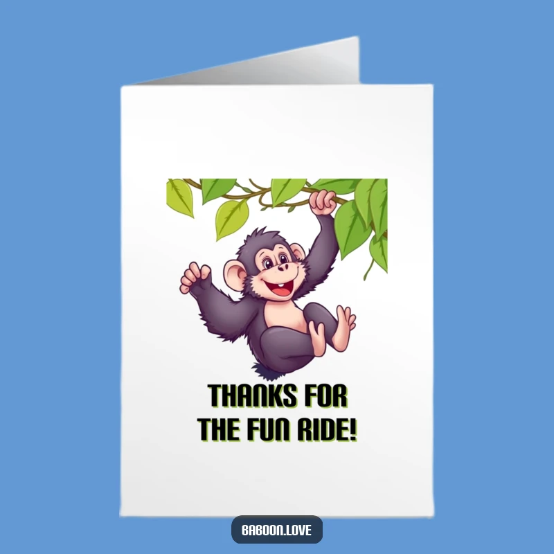 Free Printable Thank You Card: Baboon Vine Slide Hilarious Gratitude