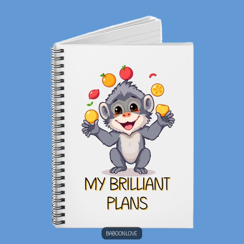 Funny Baboon Fruit Juggling Notebook - Jot Down Your Funniest Ideas!
