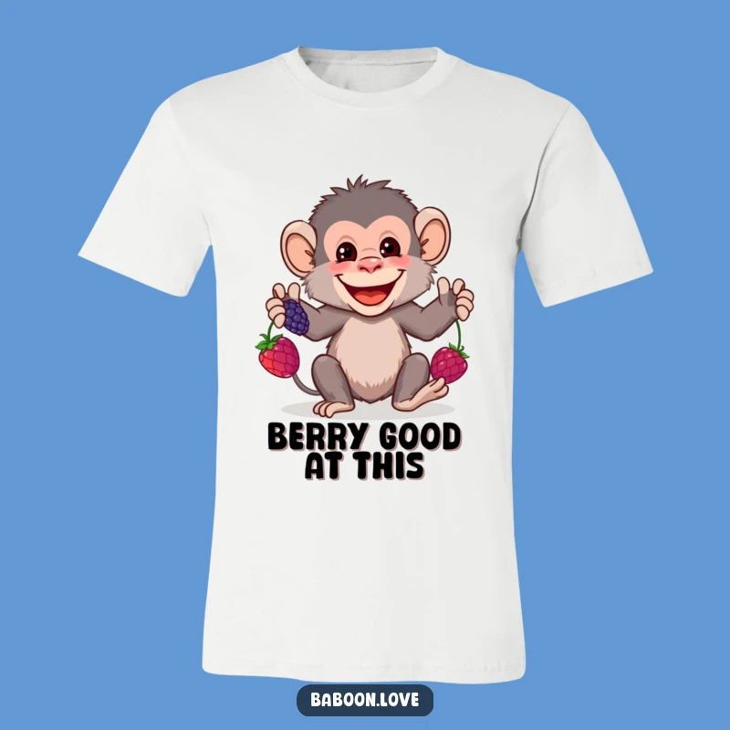 Funny Baboon Berry Juggling T-Shirt: Hilarious Primate Apparel, Great Gift